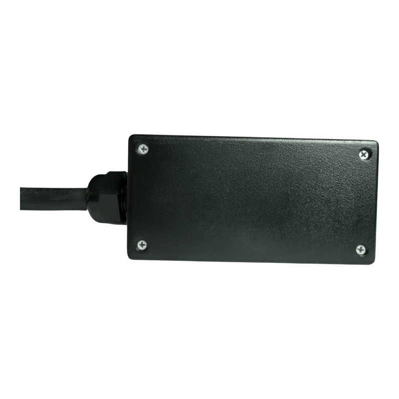 The PIERCE 8 Function Wrecker Remote is a black, rectangular electronic box with a left-side cable and four screws, designed for 12/24V solenoid systems and hydraulic power units.