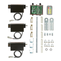 The PIERCE Lodar Wireless Electric Actuator Control System - 6 Functions includes a control unit, remotes, rods, brackets, and mounting hardware for seamless wireless actuator operation.