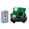 The Lodar LTD 1 Function 110V Standard Wireless Control System (96 Series Relay Receiver) features a remote control and an exposed electronic circuit board housed in a black plastic case with a DANGER label inside.