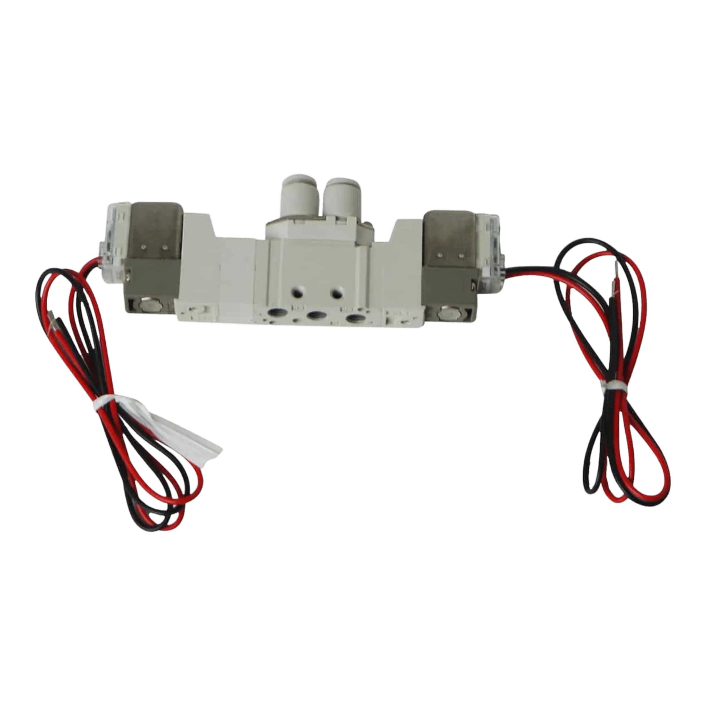 Lodar Service Lodar Replacement Air Valve—rectangular pneumatic solenoid valve with two wires on each end for OEM Lodar wireless actuator systems, shown against a white background.