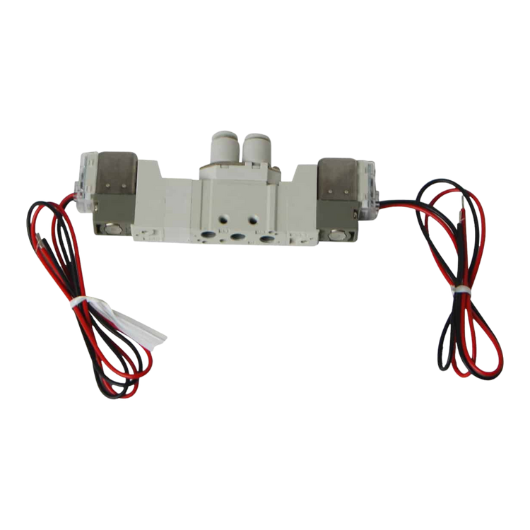 The Lodar Replacement Air Valve by Lodar LTD, featuring red and black wires against a white background, is designed to seamlessly integrate as a 12V air actuator or replacement air valve in your system.