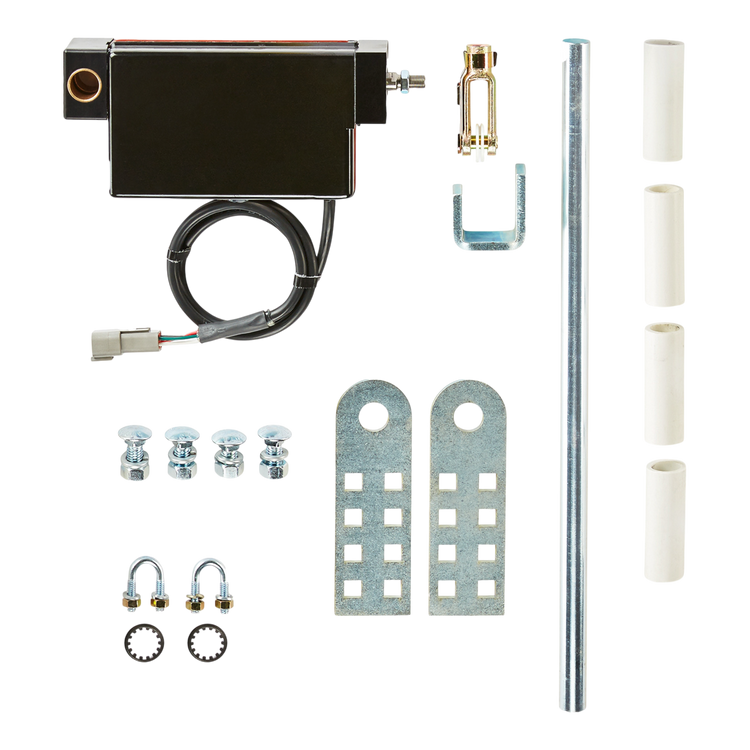 The Lodar Replacement Electric Actuator Hardware by Lodar LTD features brackets, bolts, and a premium actuator on a white background.
