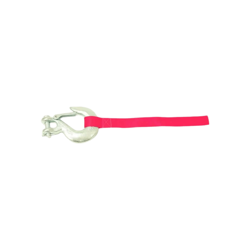 The Internal - Pierce Assembly Team 9,000 lb Recovery Winch features a silver metal hook with a bright pink strap for trailer loading or vehicle recovery, displayed on a plain white background.