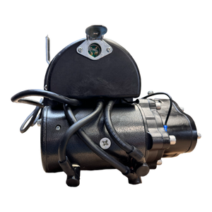 The PIERCE 9,000 lbs. 11 Drum Industrial Electric Winch motor, shown front-facing with visible wiring and connectors, is engineered for dependable pulling power in worm gear winch applications.