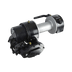 Internal - Pierce Assembly Team 9,000 lbs. 8" Drum Industrial Electric Winch featuring black and silver metal parts with a handle, shown isolated on a white background.