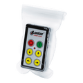 Transparent pouch containing a Lodar LTD Controls remote with colorful buttons.