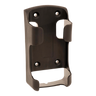 The Lodar LTD Transmitter Locator IP Series safely mounts your transmitter or cylindrical device with a black cradle featuring four screw holes and an open front—perfect for easy access and secure storage.
