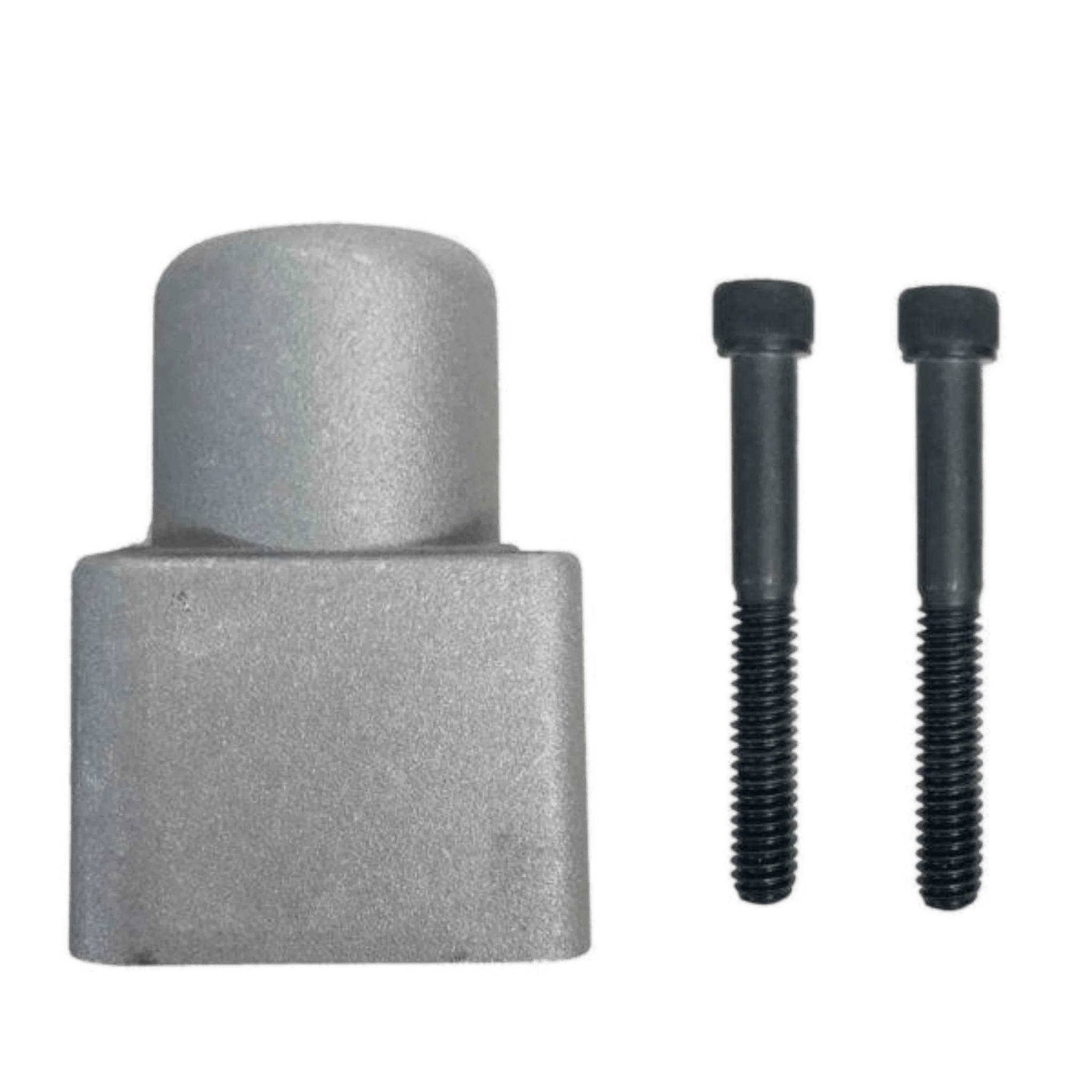 A PIERCE Bolt-on Actuator for Gresen Spool, a metal block with a rounded top, is shown next to two black screws on a white background.