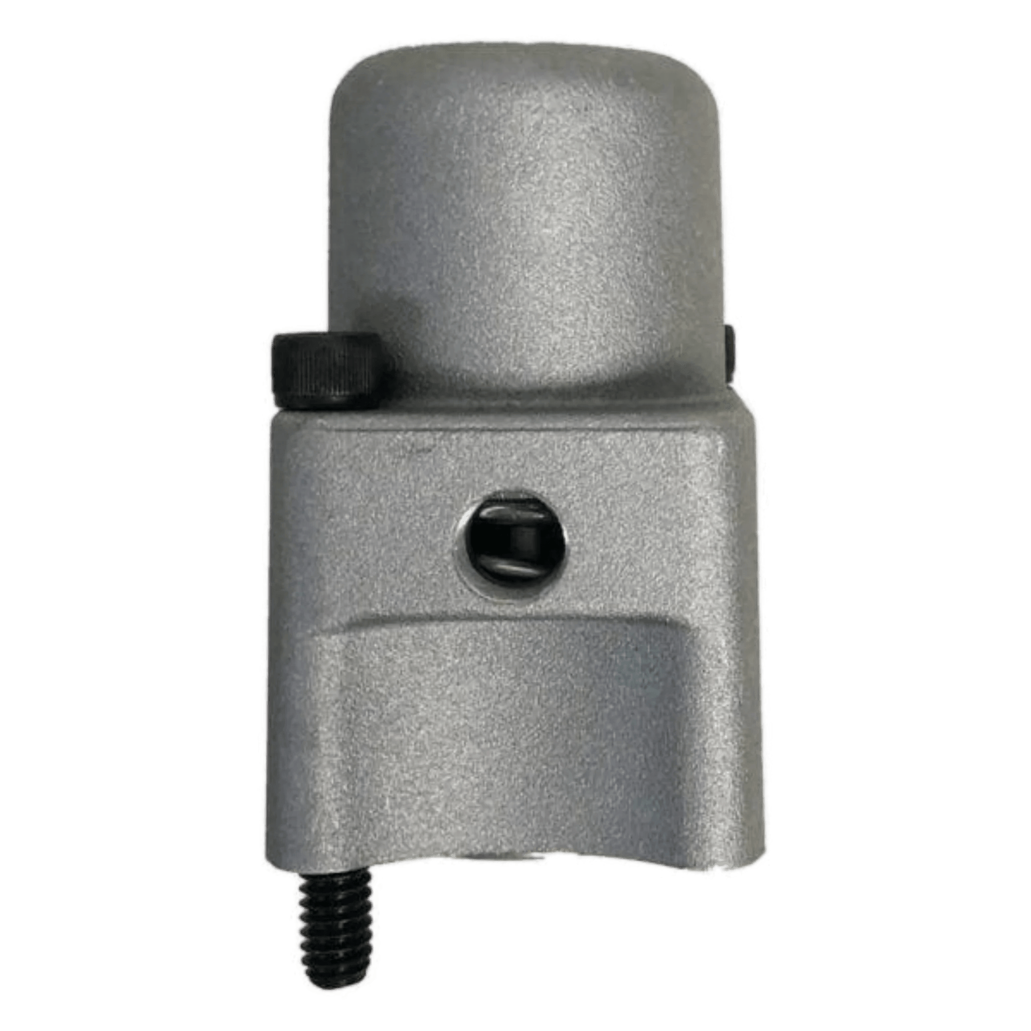 The PIERCE Bolt-on Actuator for Gresen Spool, shown from the front with black screws and a silver metal clamp against a white background, is perfect for Miller Towing Equipment bolt-on actuator assemblies.