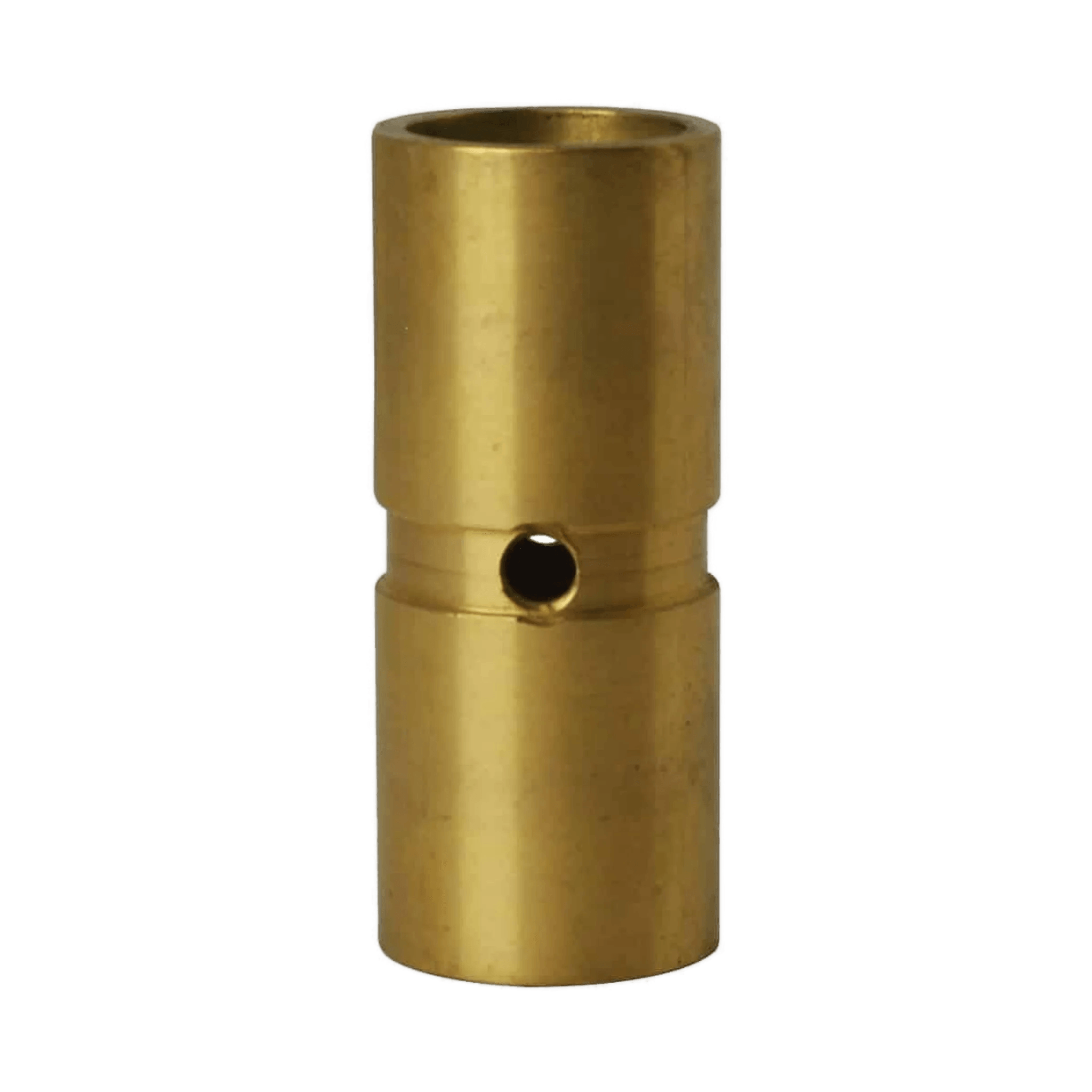 The PIERCE Brass Bushing for Jaw Pin, a cylindrical connector with a central hole, is highlighted against a crisp white background.
