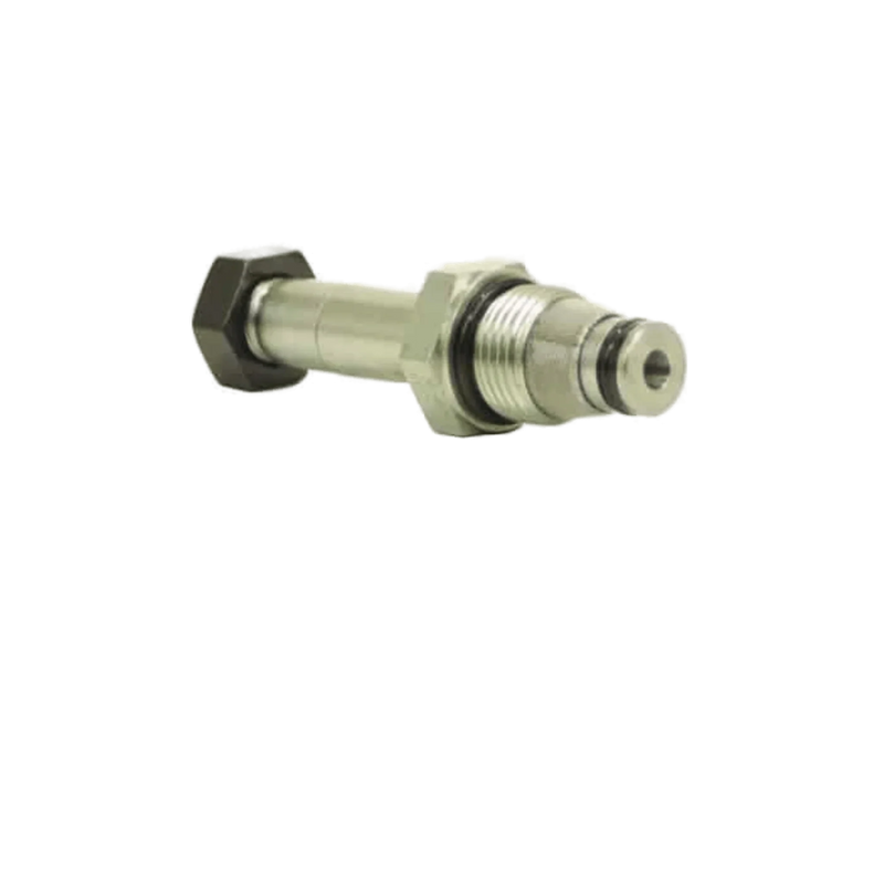 Bucher Hydraulics, Inc. Bucher Pump Valve – metallic hydraulic valve cartridge with threaded body and hex nut, suitable as a replacement for Bucher pump PM319; shown isolated on white background.