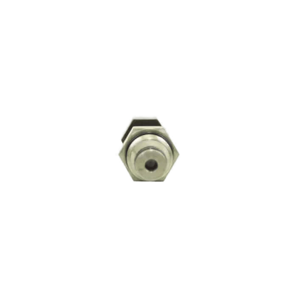 A single metallic hexagonal nut with a center hole, compatible as a replacement for the Bucher Hydraulics, Inc. Bucher Pump Valve, shown on a white background.