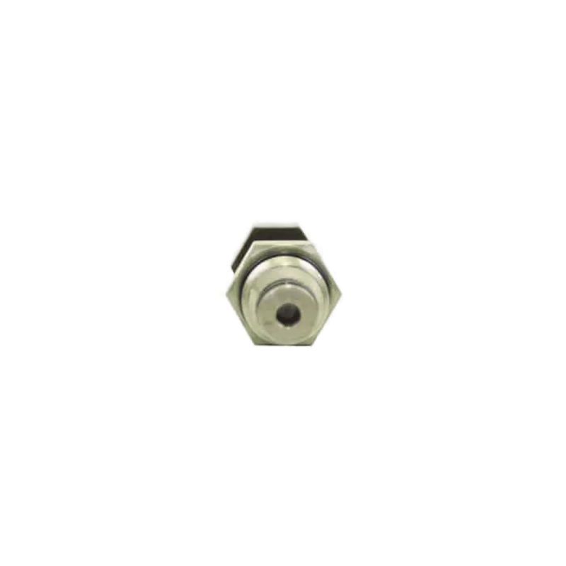 A single metallic hexagonal nut with a center hole, compatible as a replacement for the Bucher Hydraulics, Inc. Bucher Pump Valve, shown on a white background.