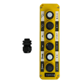 The Asetek Enterprise Company LTD Universal Momentary Pendant Control - 6 Button features six clearly labeled black and white buttons for directional movement, making it ideal as a replacement pendant for hydraulic power units. Connector included.