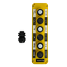 The Asetek Enterprise Company LTD Universal Momentary Pendant Control - 6 Button features six clearly labeled black and white buttons for directional movement, making it ideal as a replacement pendant for hydraulic power units. Connector included.