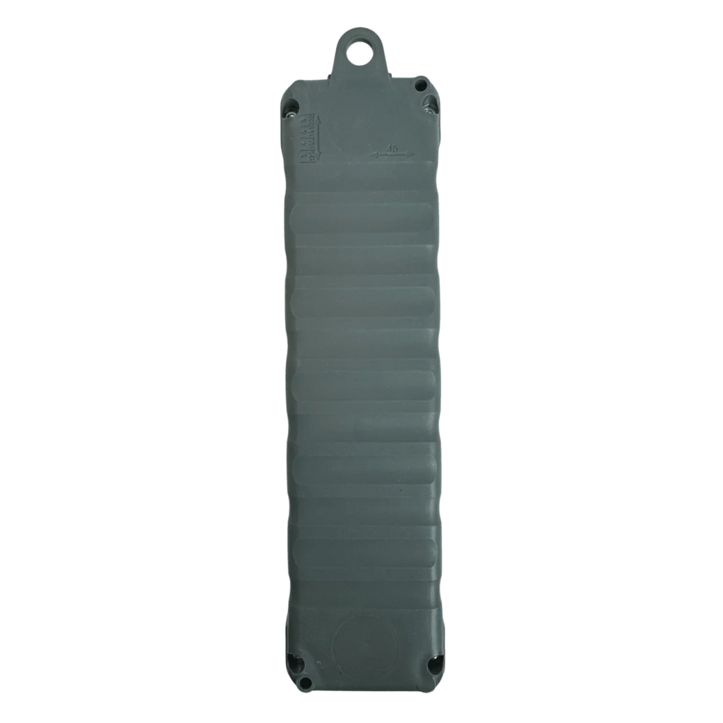 Asetek Enterprise Company LTD Universal Momentary Pendant Control - 6 Button: a gray, rectangular, ribbed plastic replacement pendant with rounded edges and a hanging hole, designed for hydraulic power units.