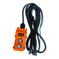 The PIERCE 2 Function Momentary Hard-Wired Control Pendant features Up/Down buttons, a durable water-resistant design, and a 15 ft. cord, ensuring reliable operation in tough environments.