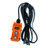 The PIERCE 2 Function Momentary Hard-Wired Control Pendant features Up/Down buttons, a durable water-resistant design, and a 15 ft. cord, ensuring reliable operation in tough environments.