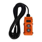 The Asetek Enterprise Company LTD PIERCE 2-function momentary hard-wired control pendant features UP/DOWN buttons, a 15 ft. cord with 4-prong vulcanized plug, and is compatible with PIERCE 654 series wormgear winches.