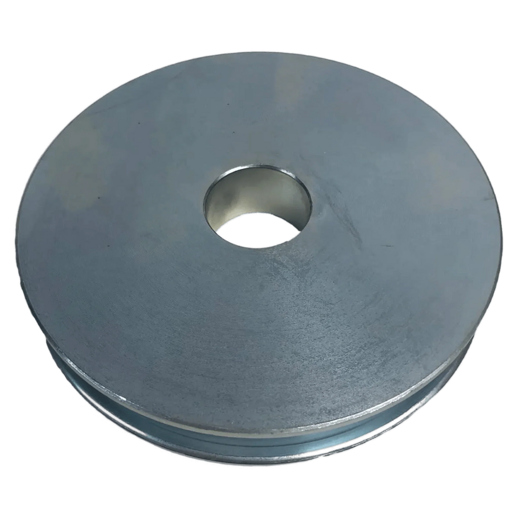 The PIERCE Cable Sheave | 4 in is a round metal sheave with a 7/8" bore and central hole, shown at an angle on a white background.