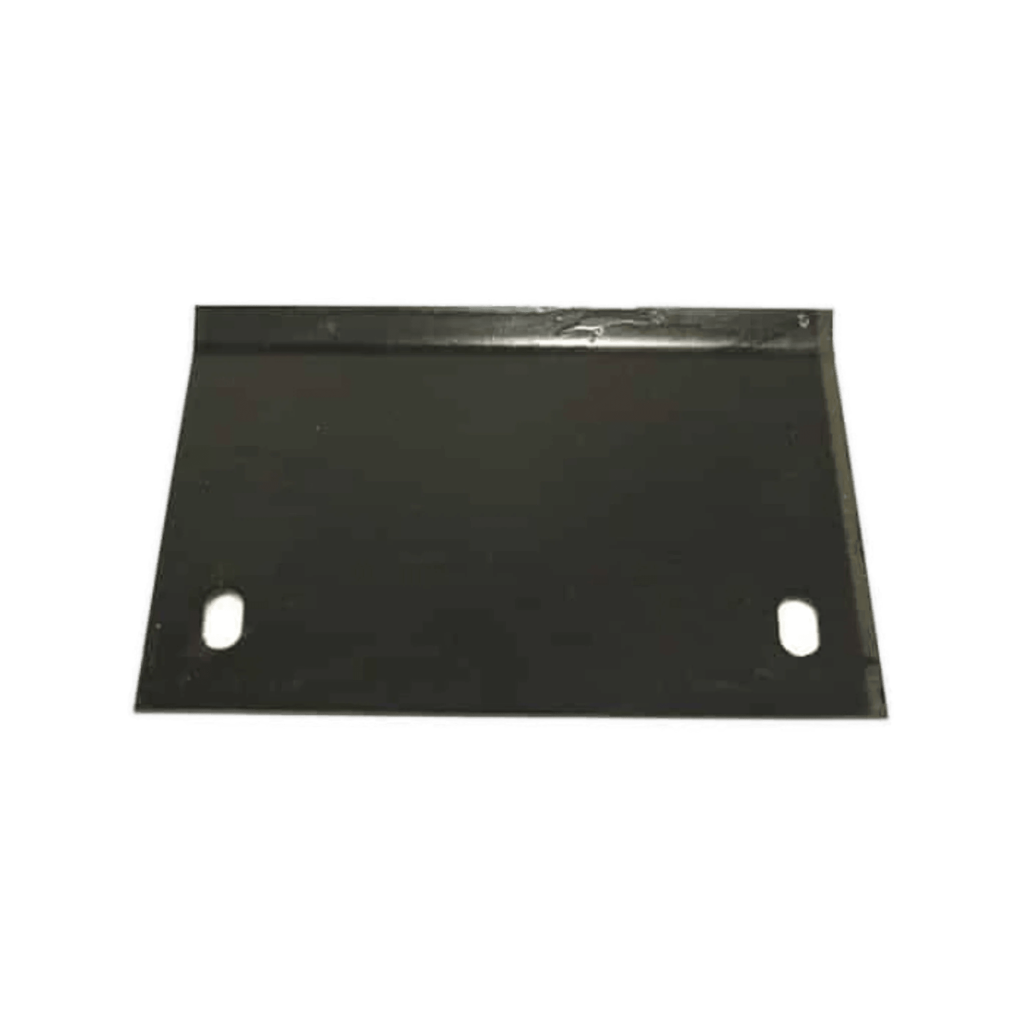 The PIERCE Cable Tensioner for 8" Cable Drum worm gear winches is a flat black metal plate featuring two oval holes and a raised edge on one side.