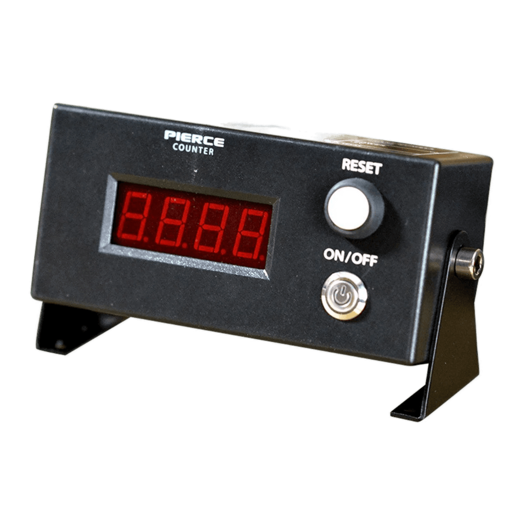 The Cattle Cube Counter by PIERCE includes a digital counter with a red LED screen, reset button, and on/off switch, designed to streamline operations and manage feeding costs efficiently.