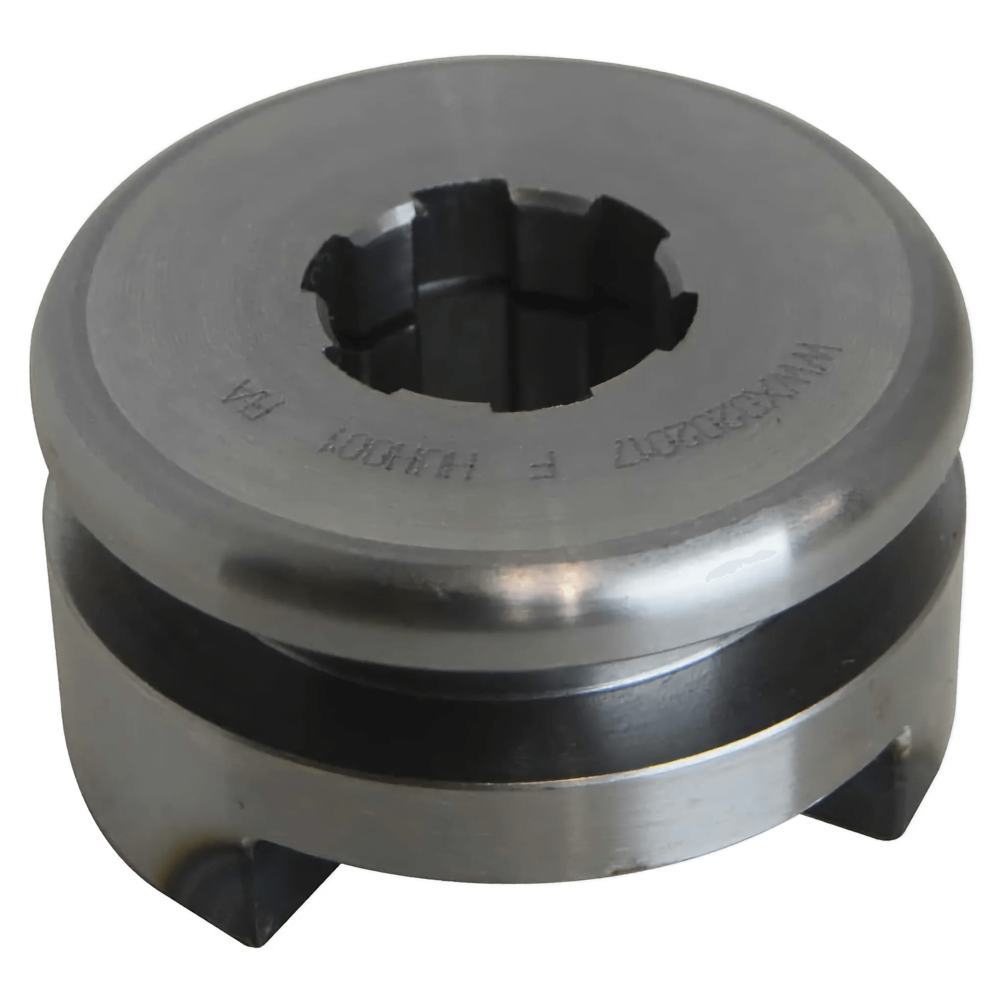 The Clutch Dog from PIERCE, designed for worm gear winches, is a circular machined metal part with grooves and a hollow center that seamlessly fits the PSW654 series for free spooling.