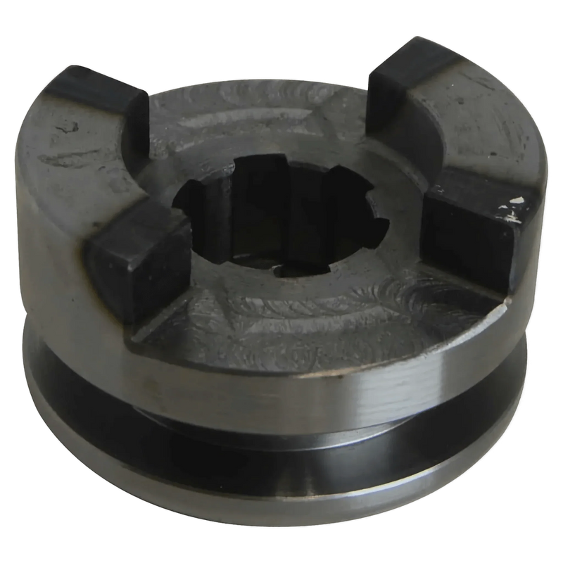 The Clutch Dog | Machined | Worm Gear Winches by WPT Power (Shanghai) Ltd features three raised black jaws and a central hole, perfect for connecting shafts in free spooling or as a clutch dog in winches.