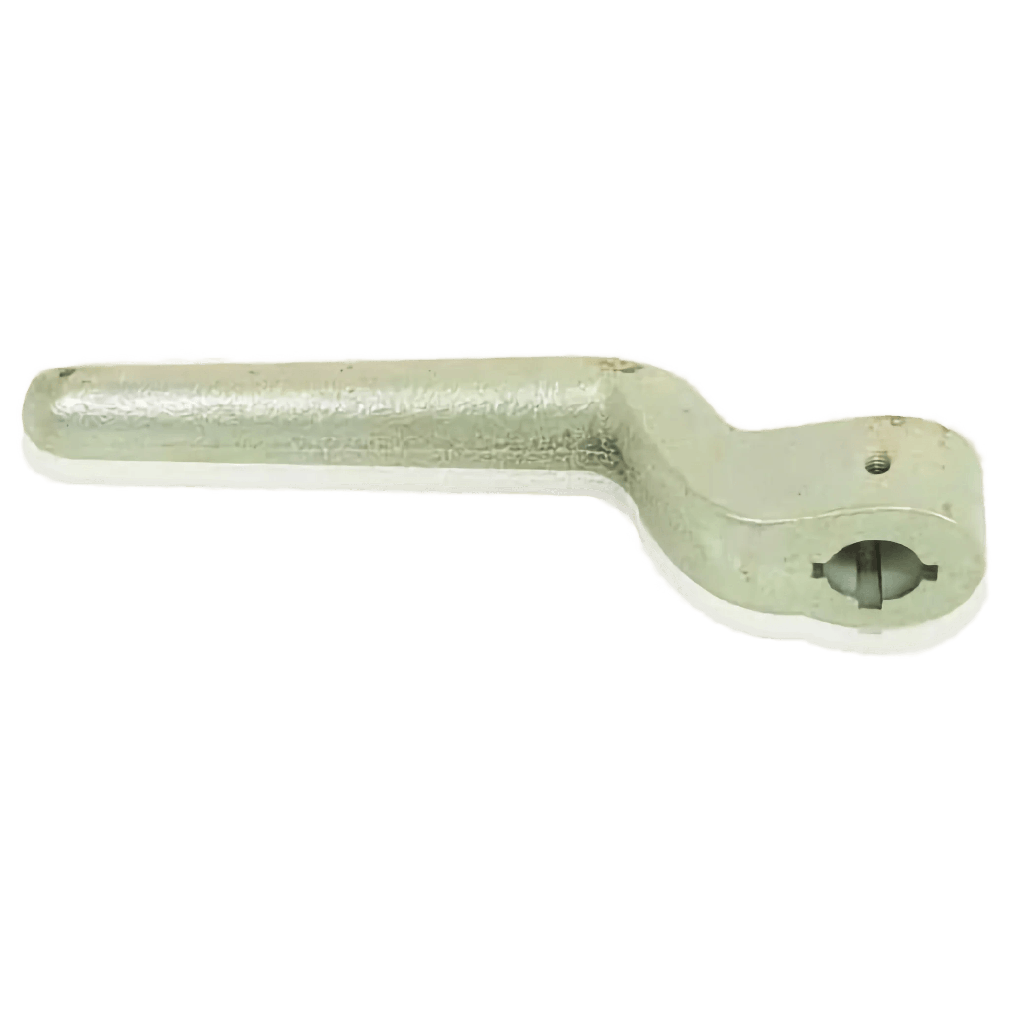 The PIERCE Clutch Lever for Worm Gear Winches is a silver metal replacement lever with a hole and pivot at one end, designed for use with PIERCE PS654 winches and shown isolated on a white background.