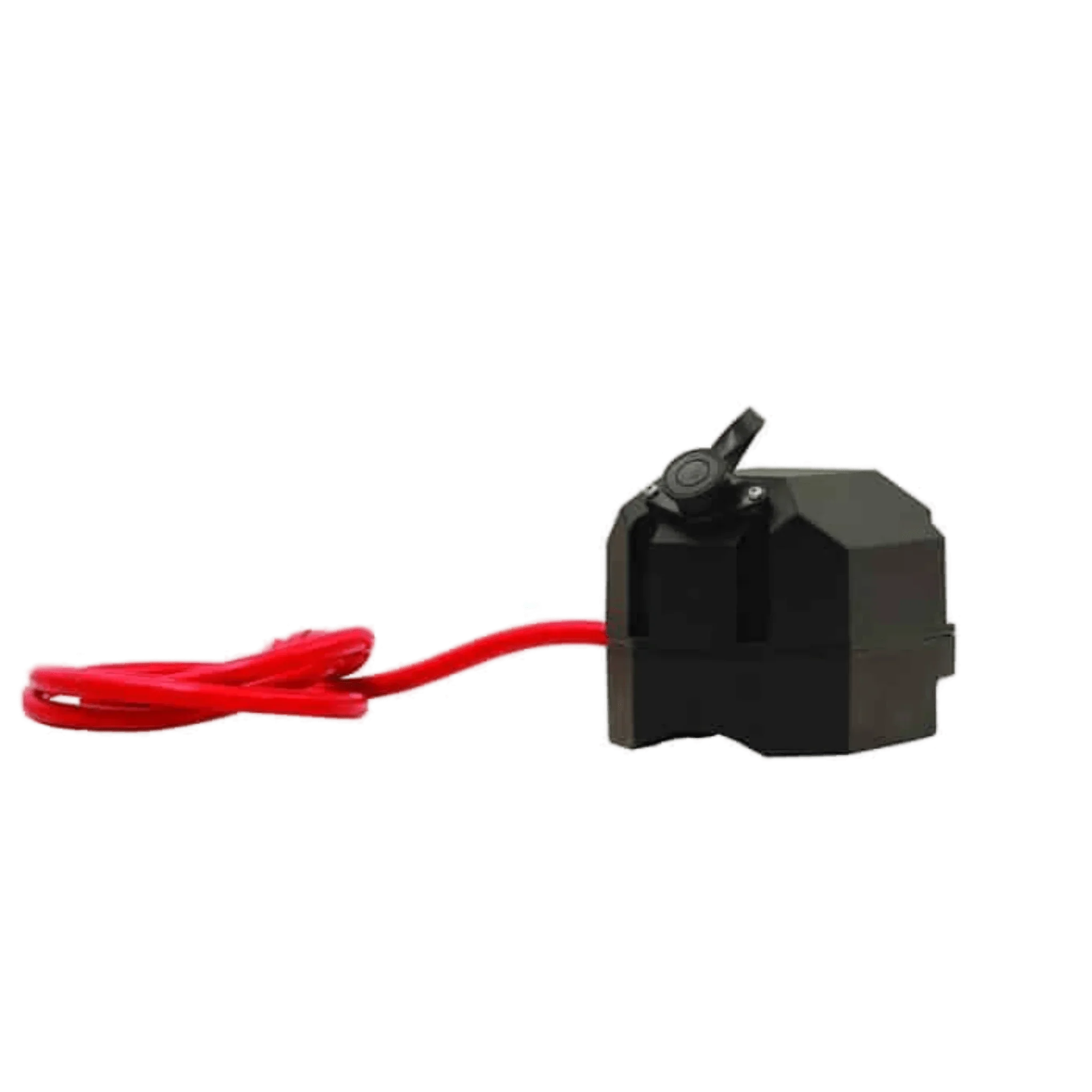 The Compact Solenoid Assembly by Asetek Enterprise Company LTD features a small black design with a red wire and is rated for 450 amps, shown isolated on a white background.