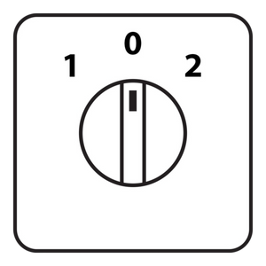The PIERCE Control Box for 110V PIERCE 654 Series Single Phase Winch features a durable switch enclosure with a three-position rotary switch labeled 0, 1, and 2, perfect for industrial applications like single-phase motors.