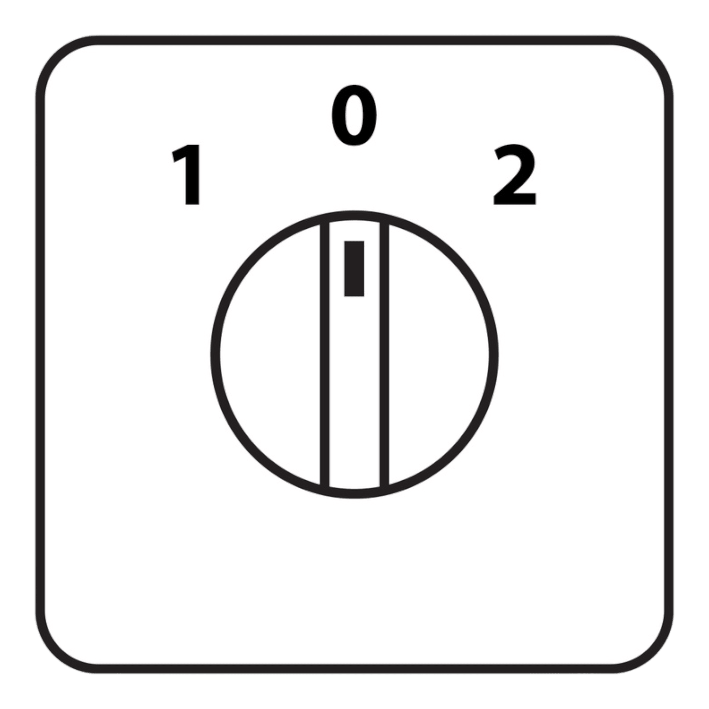 The PIERCE Control Box for 110V PIERCE 654 Series Single Phase Winch features a durable switch enclosure with a three-position rotary switch labeled 0, 1, and 2, perfect for industrial applications like single-phase motors.