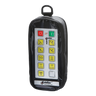 The Lodar LTD Controls | Cover features a padded fabric covering for the remote control device, housed in a protective case with various buttons and symbols on the front, part of the Lodar 92 93 IP Series | 10F equipped with magnets.