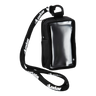 A durable Lodar LTD Controls Cover, featuring a black fabric exterior with a clear front and an attached branded lanyard, provides reliable protection for your belongings.