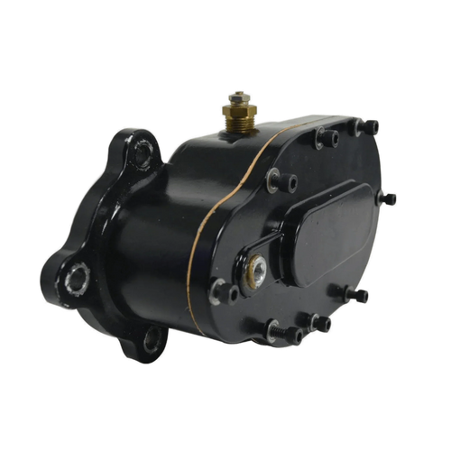 The Conversion Kit by Internal - Pierce Assembly Team for 12,500 lbs worm gear winches includes bolts, features multiple mounting points and a brass fitting, shown from an angle.