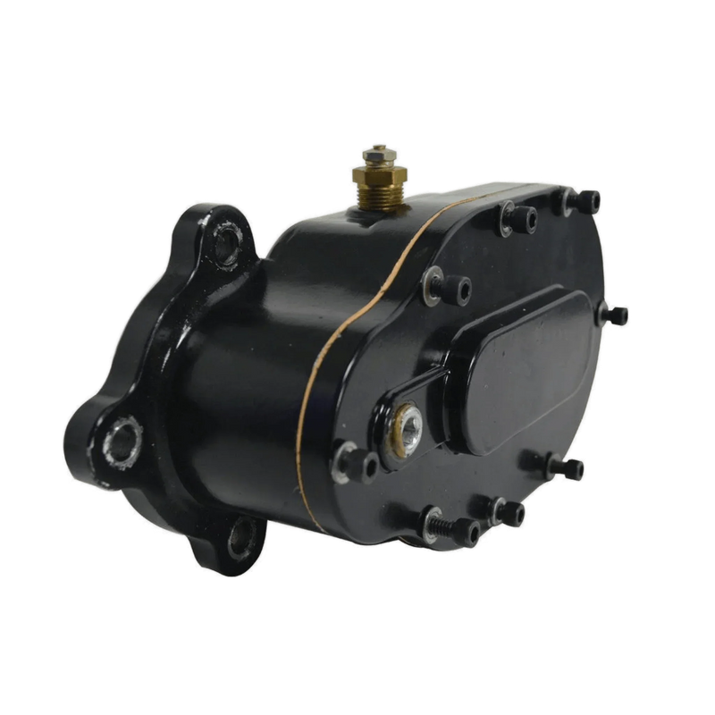 The Conversion Kit by Internal - Pierce Assembly Team for 12,500 lbs worm gear winches includes bolts, features multiple mounting points and a brass fitting, shown from an angle.