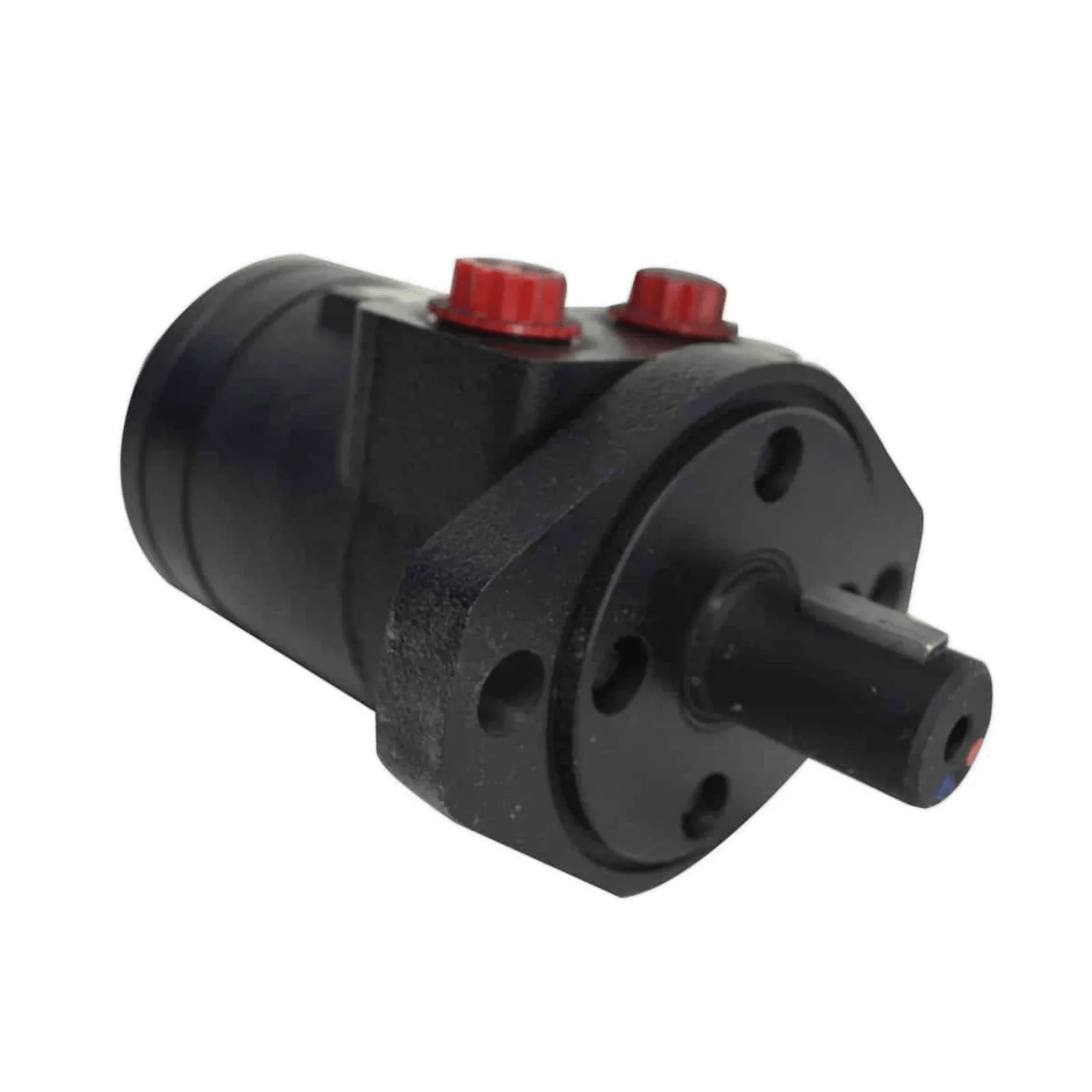 PIERCE Conversion Kit for worm gear winches, featuring a black PS654 series hydraulic motor with red fittings and cylindrical shaft—perfect for upgrading 12V electric winches to hydraulic systems.