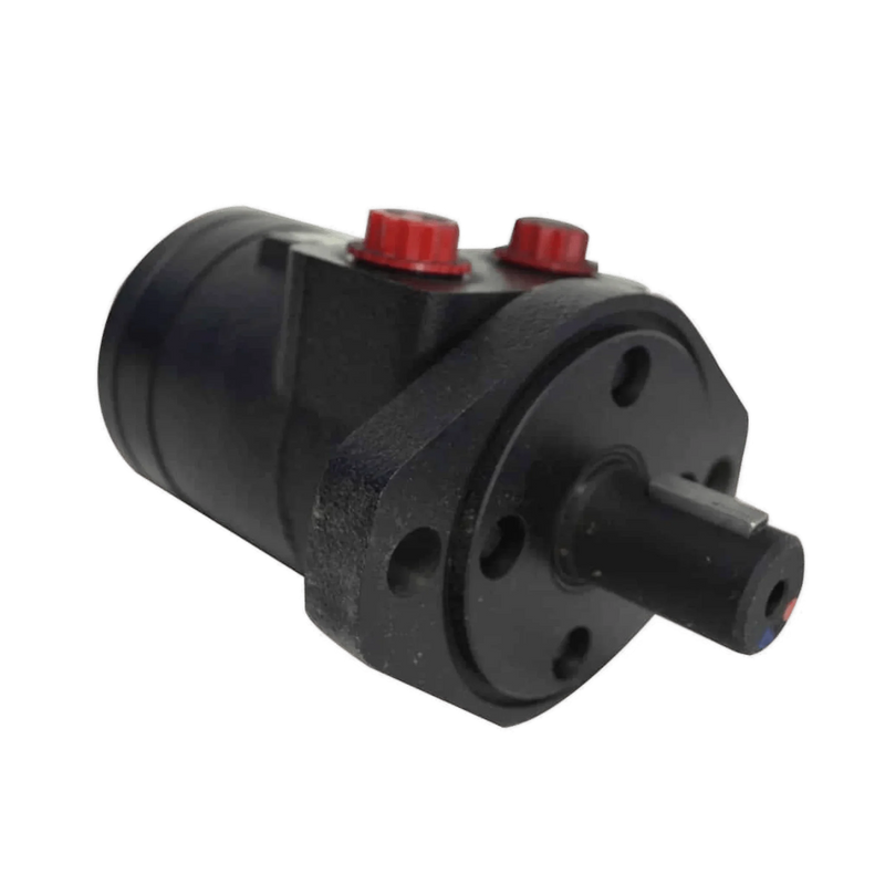 PIERCE Conversion Kit for worm gear winches, featuring a black PS654 series hydraulic motor with red fittings and cylindrical shaft—perfect for upgrading 12V electric winches to hydraulic systems.