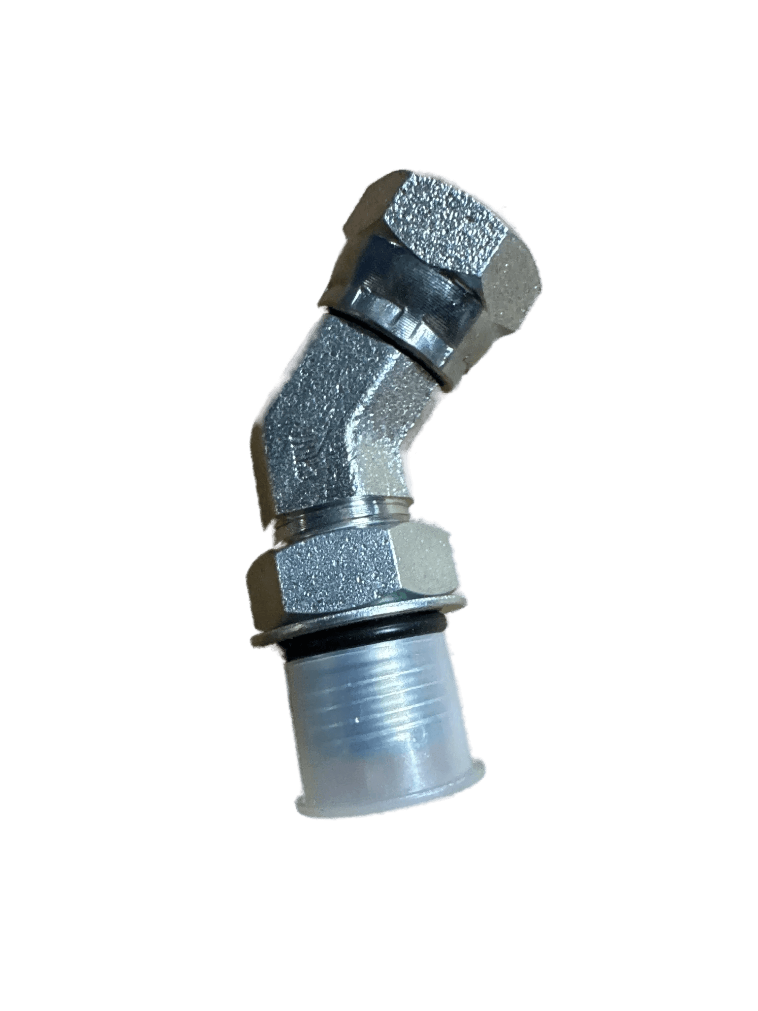 The PIERCE Hydraulics Fitting features a 45-degree swivel, Boss Thread, male 9/16 in x female 1/4 in ends, and is ideal for secure angled hydraulic connections.