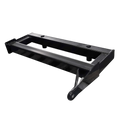 The PIERCE Drop Hinge for Bolt-In Bale Spear is a black metal skid steer attachment plate with angled edges, compatible with ABS2K Bolt-in Bale Spike, shown on a white background.