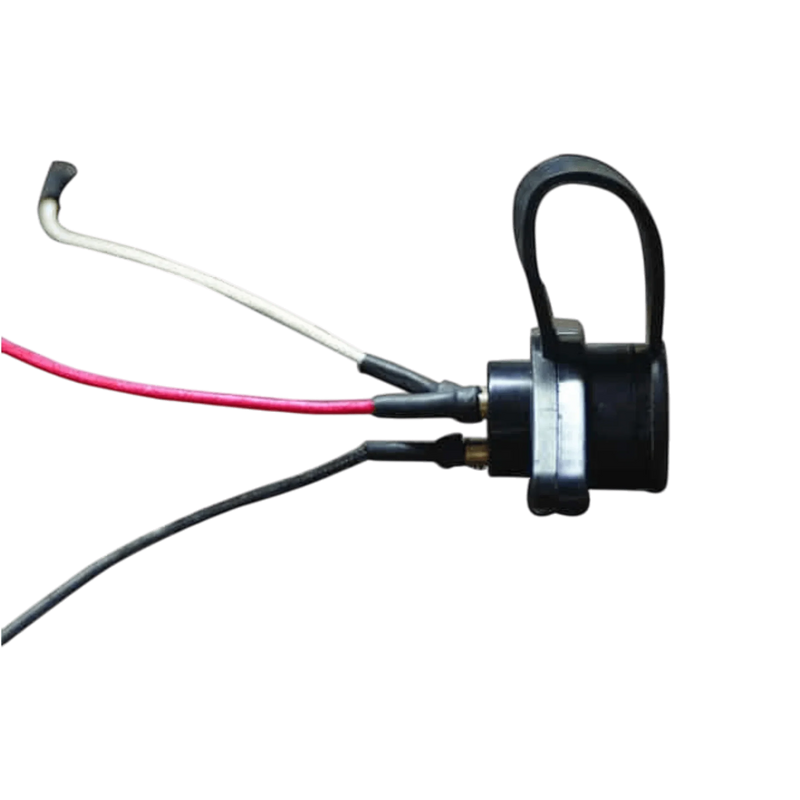 The Asetek Enterprise Company LTD Electric Planetary Winches Plug | Style 1 is a black 3-prong connector with red, white, and black wires, commonly used in PS series winch solenoid assemblies and shown on a white background.