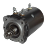 The Electric Worm Gear Winch Motor Kit with Gear Installed by Internal - Pierce Assembly Team features a black 12V motor with visible gear and three terminal bolts, perfect as a PS654 series winch replacement.