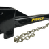 The PIERCE T-Post Puller Attachment is a black metal tow bar featuring the yellow PIERCE logo, an attached metal chain, and a built-in T-Post puller, shown on a white background.