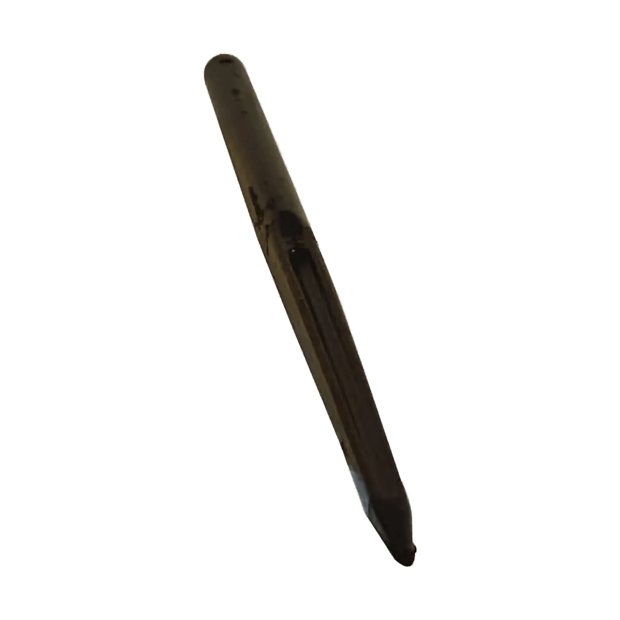 A close-up of the Pro-Link, Inc. Forged Bale Spear, a brown cylindrical tool with a groove, shown on a white background.