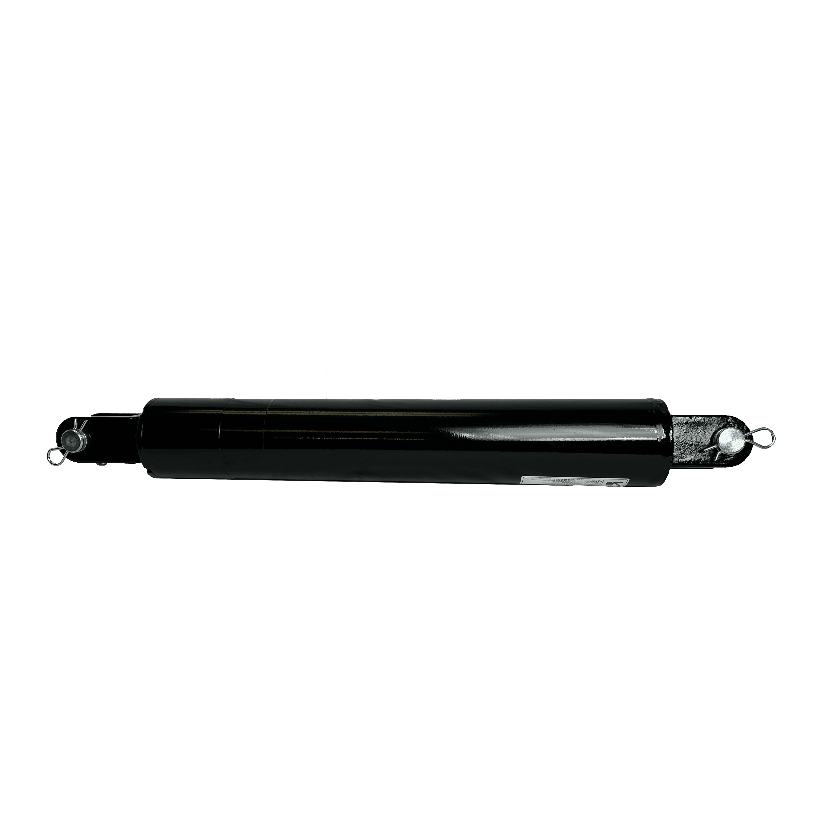 The PIERCE Welded Cylinder (3" bore, 16" stroke) in black features mounting loops on both ends and a 3000 psi rating, making it ideal for hydraulic bale spikes; shown on a plain white background.