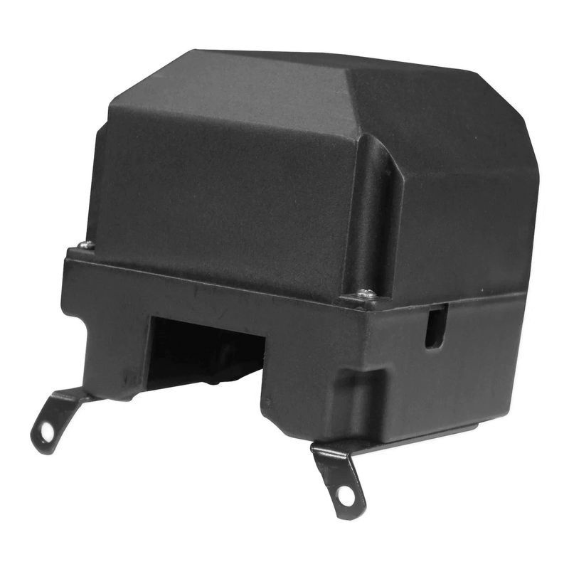 PIERCE Housing for Solenoid, designed for electric planetary winches, features a black plastic build with two mounting tabs. Shown on a plain white background; ideal as a replacement part.