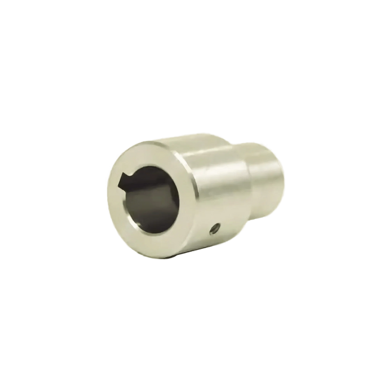 The PIERCE Hydraulic Motor Coupler for hydraulic worm gear winches is a metal cylindrical adapter with a hollow center and notched opening, shown on a plain white background—perfect as a replacement part.