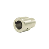 The PIERCE Hydraulic Motor Coupler for hydraulic worm gear winches is a metal cylindrical adapter with a hollow center and notched opening, shown on a plain white background—perfect as a replacement part.
