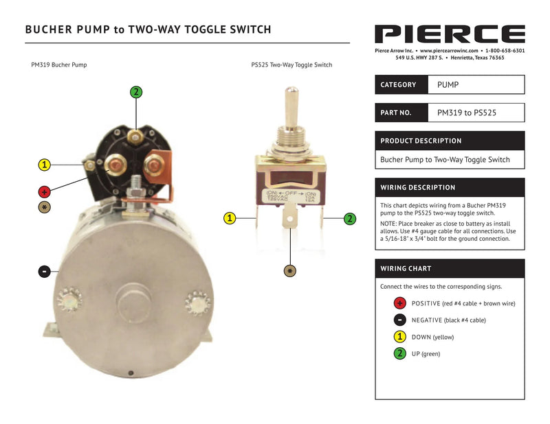 PM319 - PS525 - Bucher Pump to Toggle Switch Wiring Diagram — Page 1