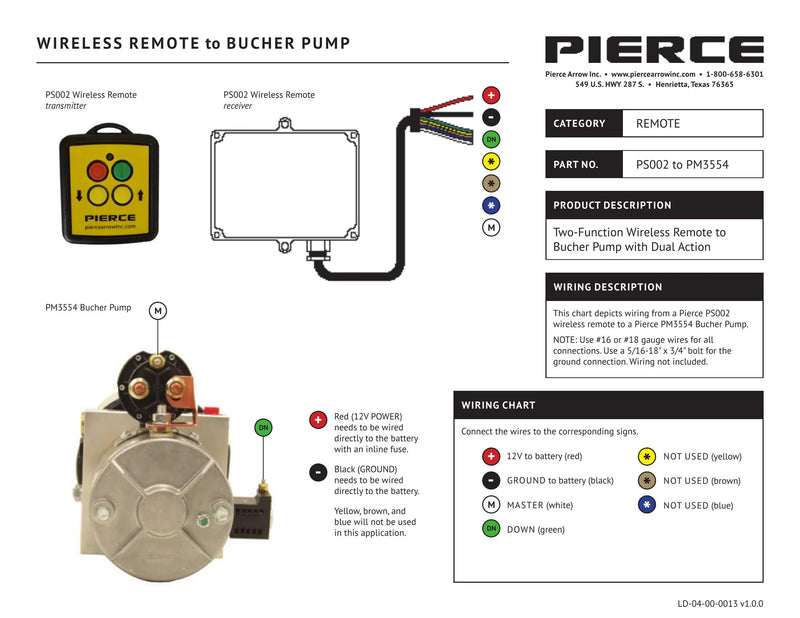 PS002 - PM-3554 - Wireless Remote to Bucher Pump Wiring Diagram — Page 1